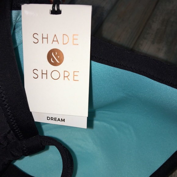 NWT Shade & Shore Black Aztec Embroidered Bikini Top - Picture 6 of 7